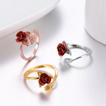 Red Rose Adjustable Ring (3 Finishes)