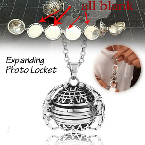 Magic Expanding 4 Photo Angel Wings Locket Necklace