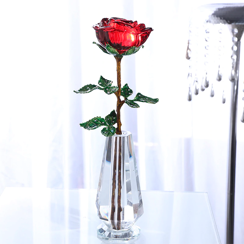 Crystal Glass Enchanted Rose (4 Colors)