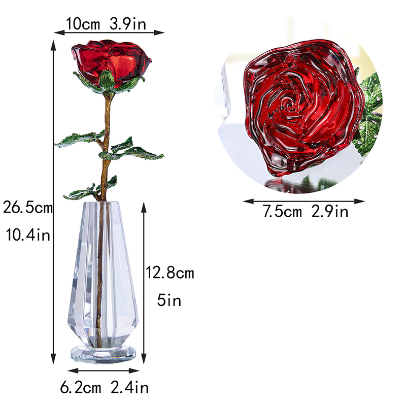 Crystal Glass Enchanted Rose (4 Colors)