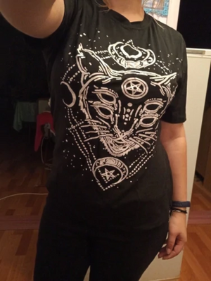 Black Cat Pentagram Universe Moon T-Shirt
