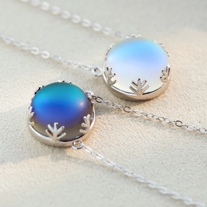 Aurora Borealis Halo Crystal Necklace 925 Sterling Silver (2 Variants)