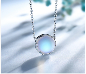 Aurora Borealis Halo Crystal Necklace 925 Sterling Silver (2 Variants)