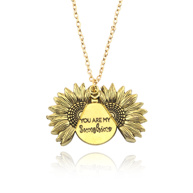 You Are My Sunshine Sunflower Pendant Necklace