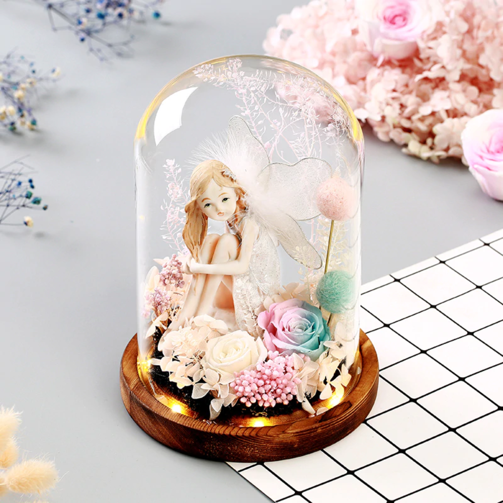 Fairy Enchanted Artificial Rose Glass Display (7 Styles)