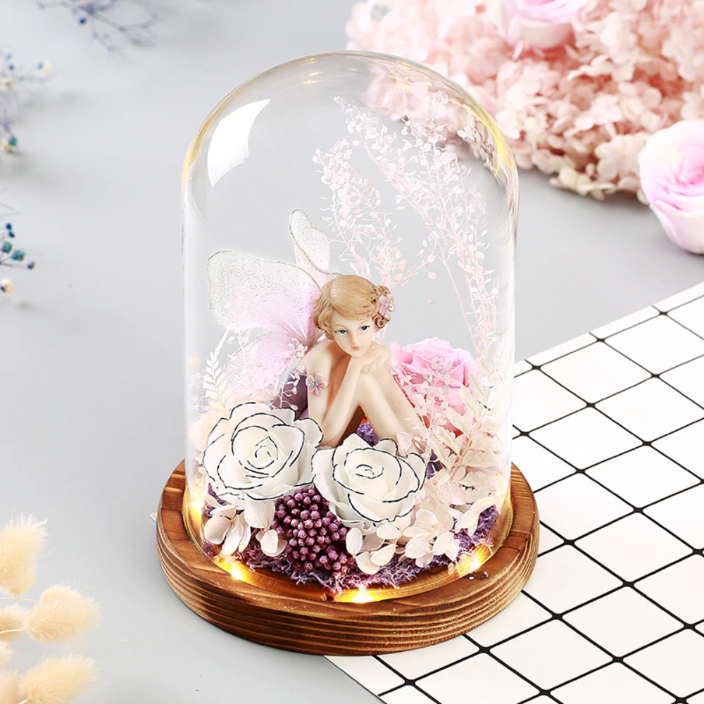 Fairy Enchanted Artificial Rose Glass Display (7 Styles)