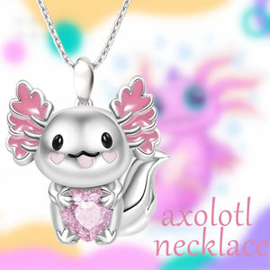 Axolotl Heart Rhinestone Pendant Necklace (2 Colors)