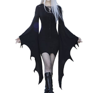 Gothic High Waist Batwing Long Sleeve Dress (2 Styles) S-L