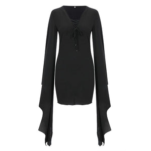 Gothic High Waist Batwing Long Sleeve Dress (2 Styles) S-L