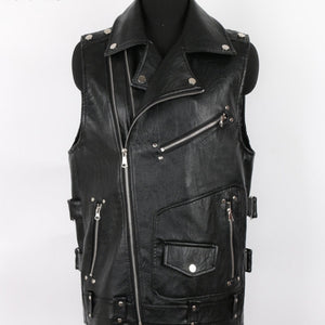 Biker Vintage Zipper Leather Vest (Size M-5XL)