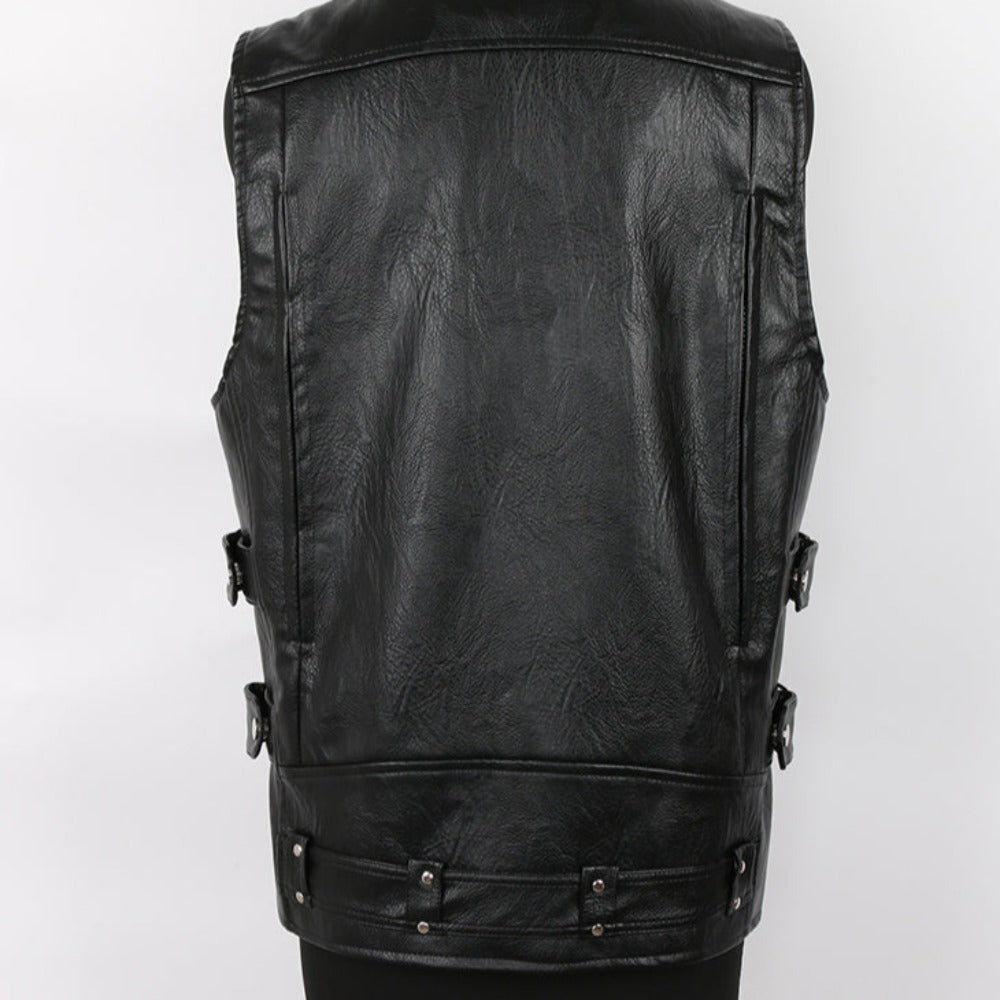 Biker Vintage Zipper Leather Vest (Size M-5XL)