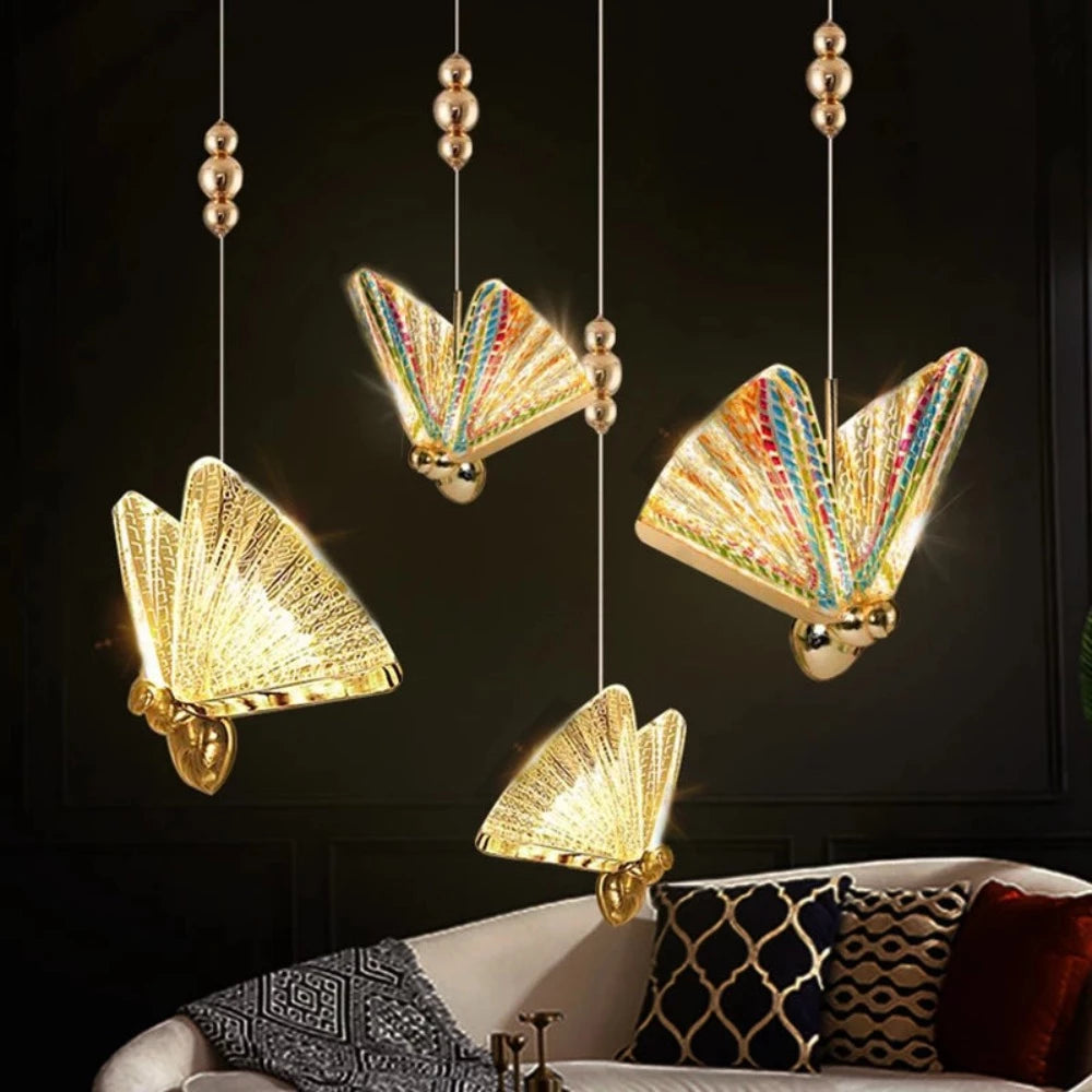 Butterfly Pendant Hanging Light Lamp Chandelier (3 Colors) 4 Options