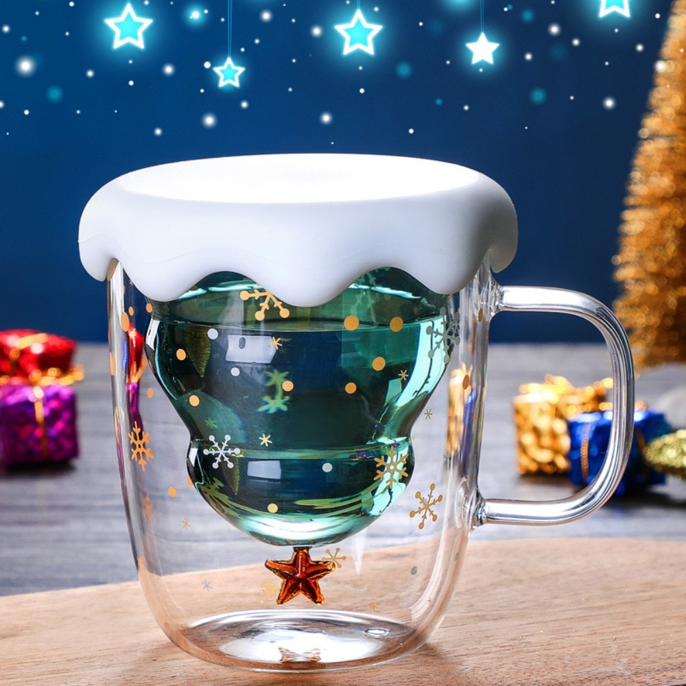 Christmas Cup Snowflake Drinking Glass 300ML