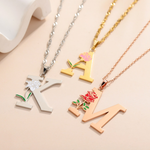 4weekstomakeInitialLetterFlowerPendantNecklace_3Colors_A-Z
