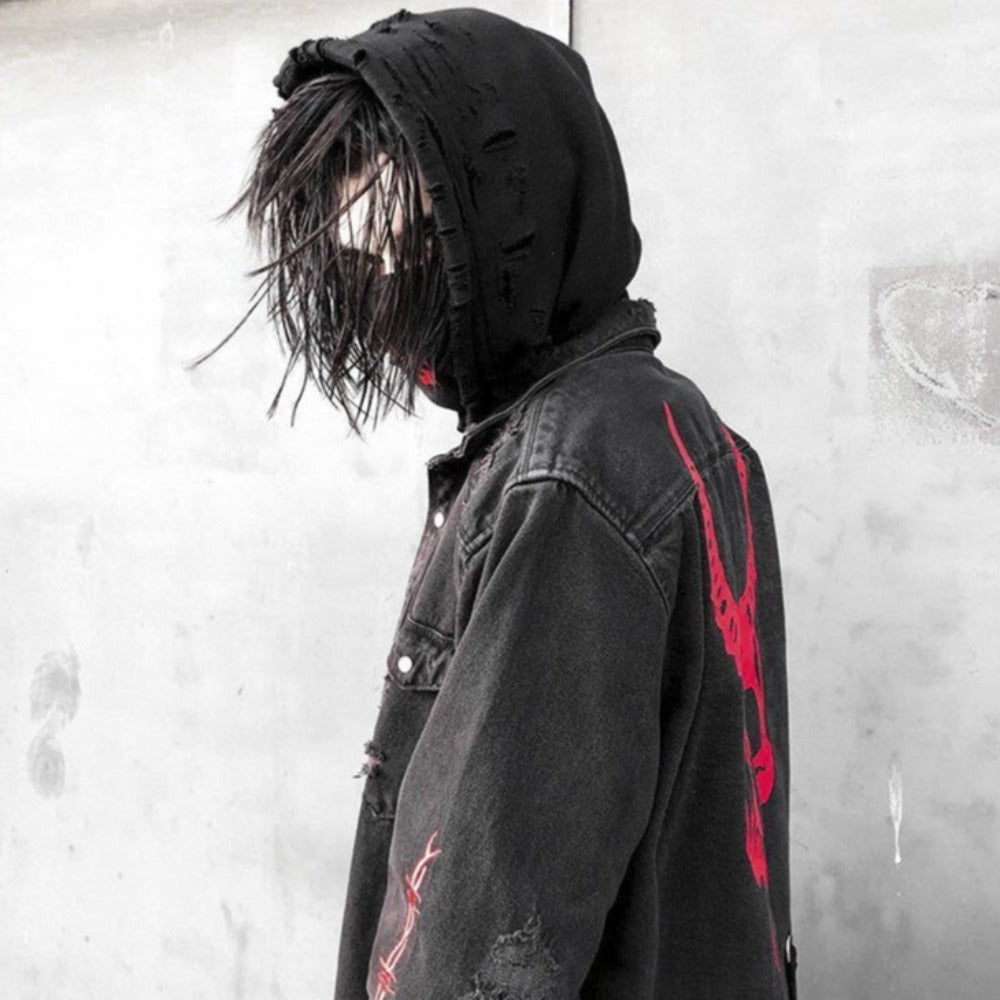 Gothic Skull Heavy Metal Black Denim Jacket (2 Styles) S-3XL
