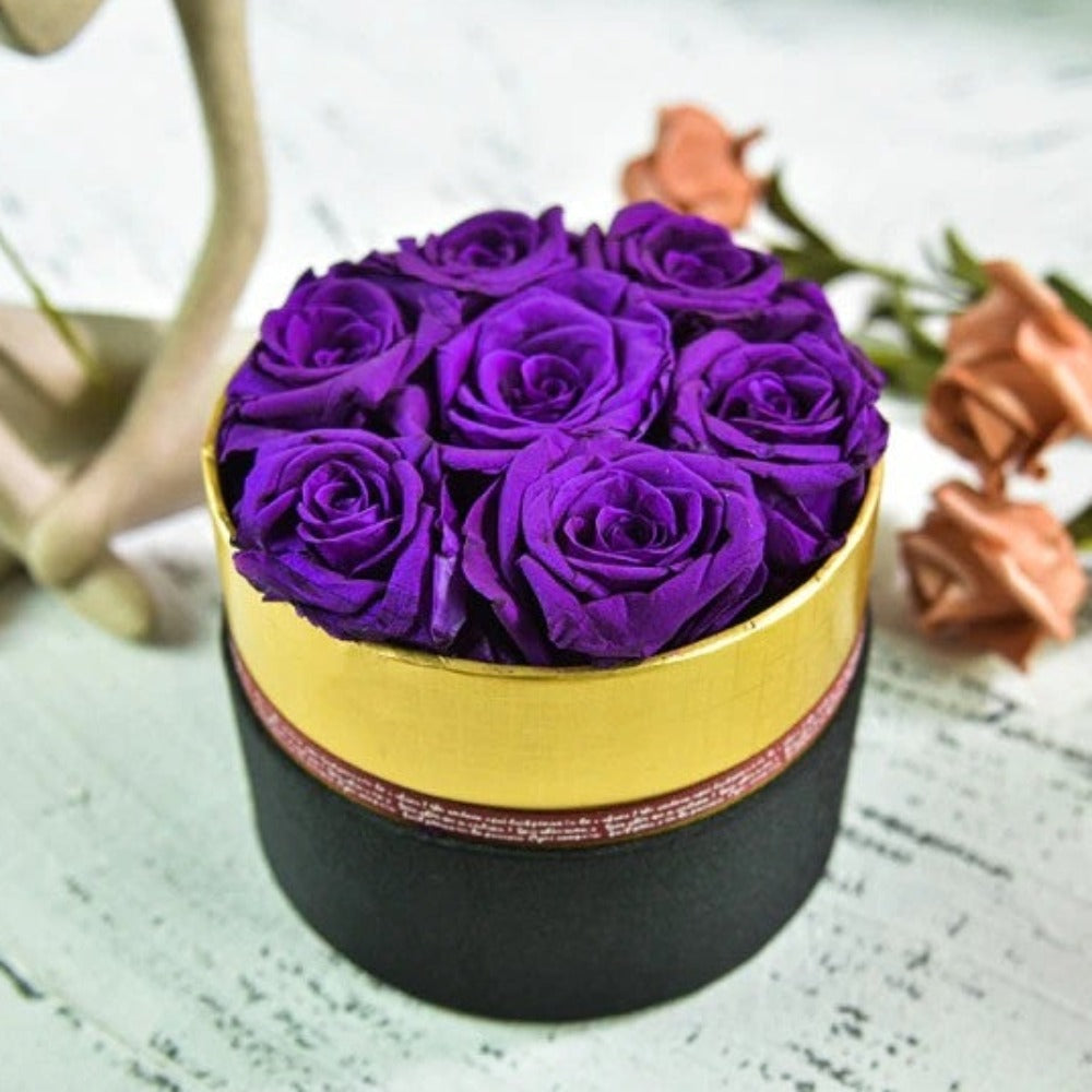 Luxurious Immortal Enchanted Preserved Rose In Round Gift Box (4 Sizes) 7 Colors