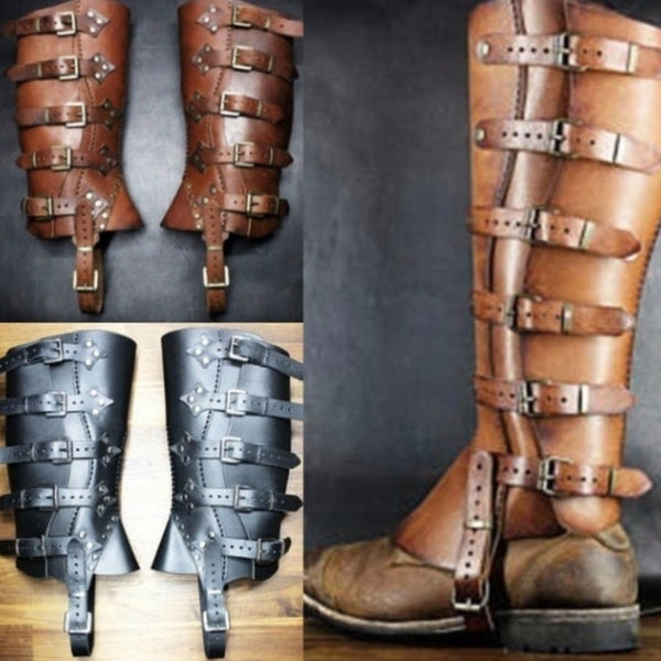 Leather Boot Greaves Medieval Shoe Cover Armor Biker Motorcycle – Best ...