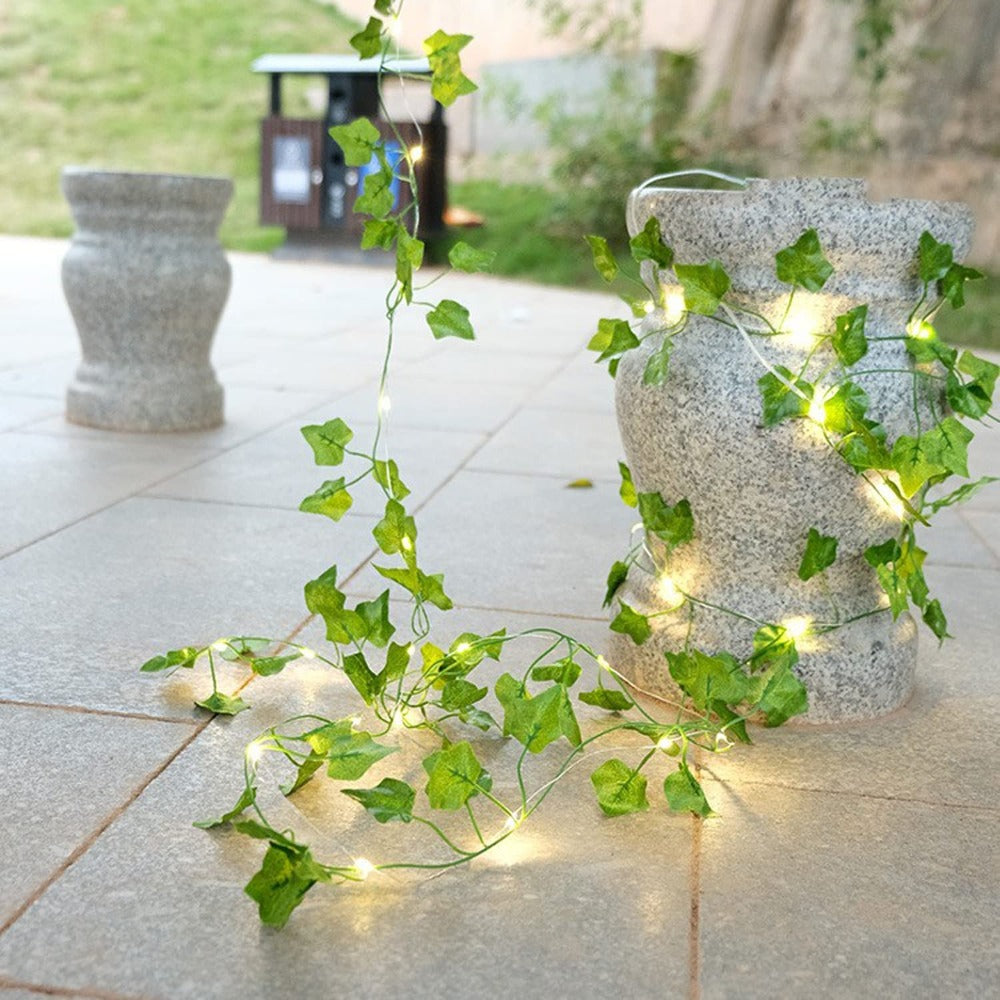 LED Green Leaf flower String Vine Fairy Lights