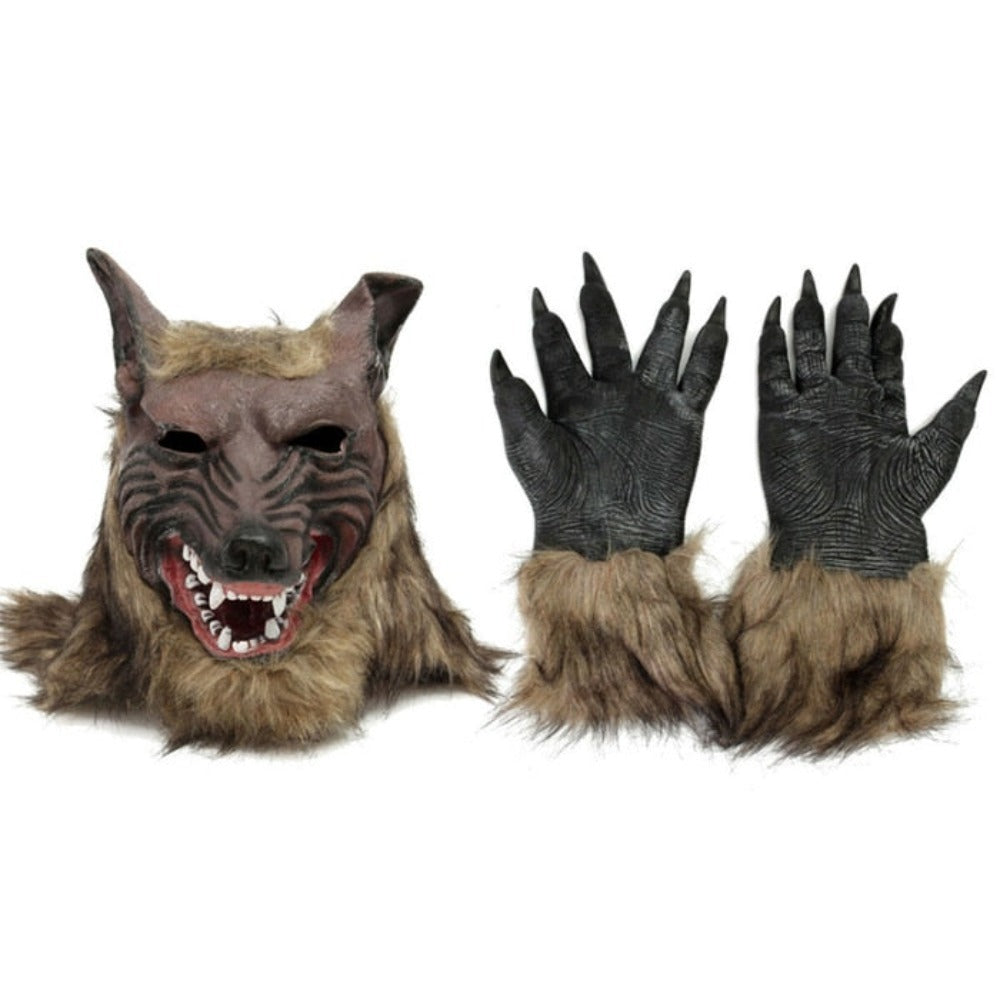 Wolf Head Hair Claw Gloves Werewolf Mask (3 Options)