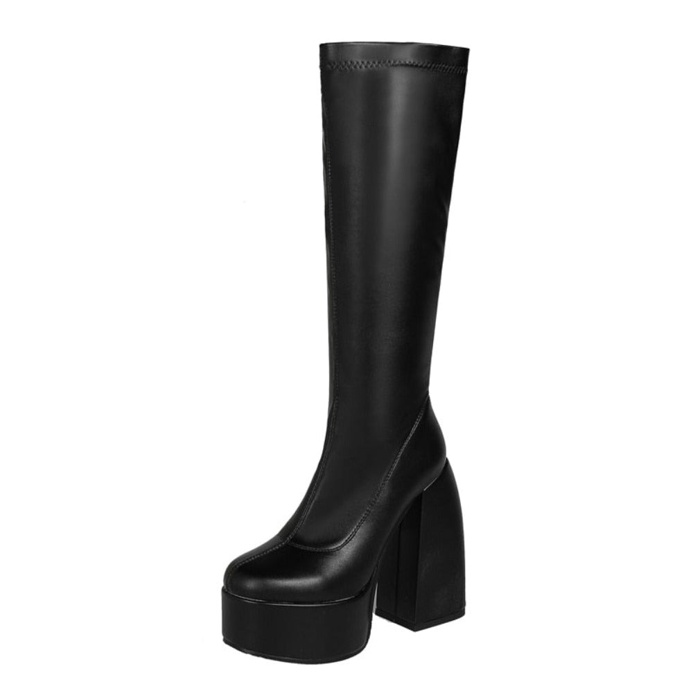 Knee High Heel Platform Boots (4 Colors) Size 3-14