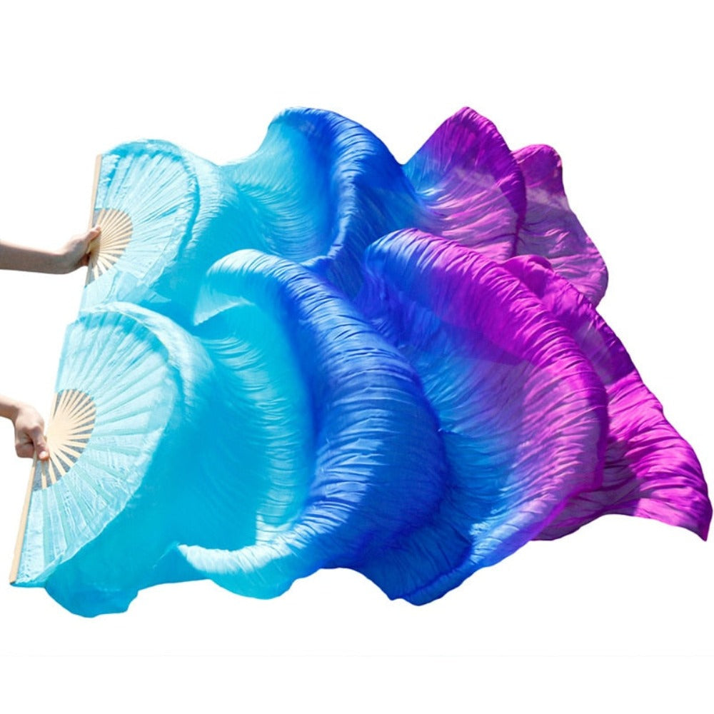 Belly Dance Veils Folding Silk Fan (17 Colors) 6 Sizes