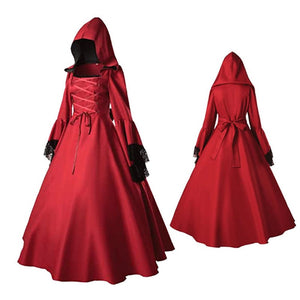 Renaissance Long Sleeve Hooded Dress (2 Colors) S-4XL