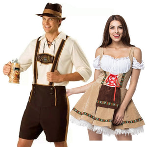 Oktoberfest Couples Suit Traditional Dress Costume (Men & Women) S-3XL