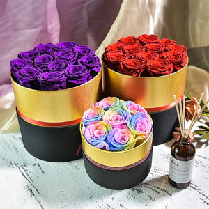 Luxurious Immortal Enchanted Preserved Rose In Round Gift Box (4 Sizes) 7 Colors