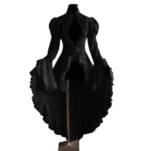 Renaissance Victorian Lace Flare Sleeve Long Tail Dress (3 Colors) S-5XL