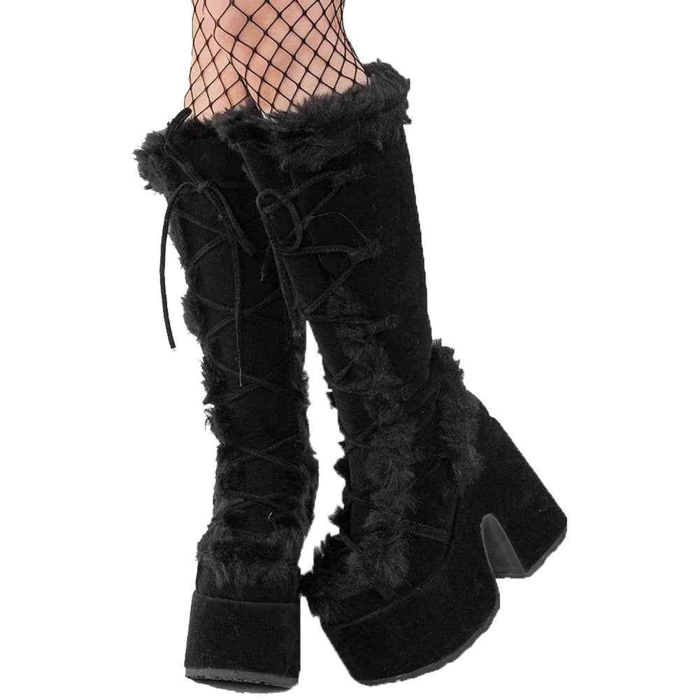 Knee High Chunky Heel Platform Boots (5 Color) Size 5-10.5
