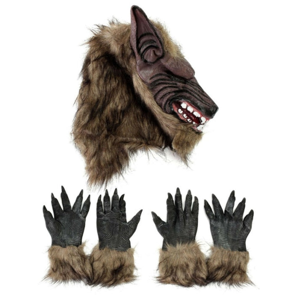 Wolf Head Hair Claw Gloves Werewolf Mask (3 Options)