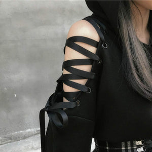 Gothic Drawstring Lace Cat Ears Hoodie Sweatshirt (4 Styles) S-XL