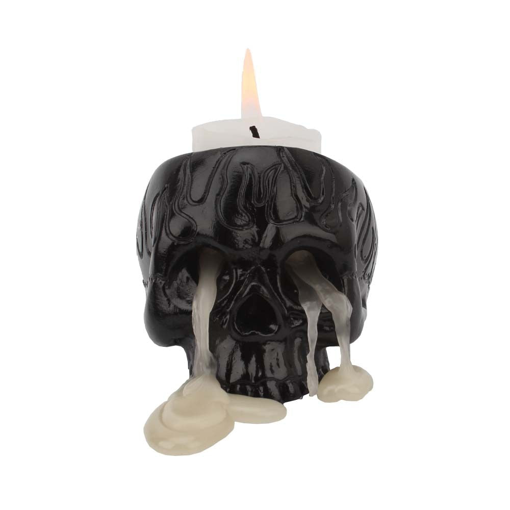 Halloween Black Skull Candle Holders 