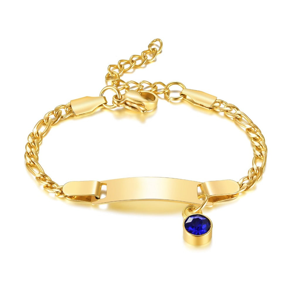 18K Gold Personalized Birthstone Baby Custom Name Bracelet (12 Style)