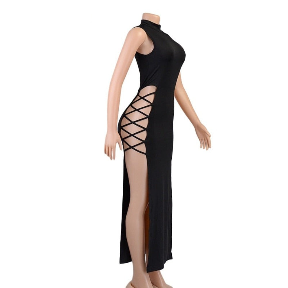 Gothic High Side Bandage Sleeveless Dress (4 Colors) S-L