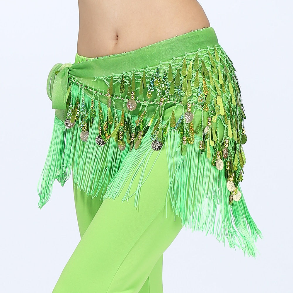 Belly Dance Hip Scarf Tassel Wrap Belt Skirts (9 Colors)