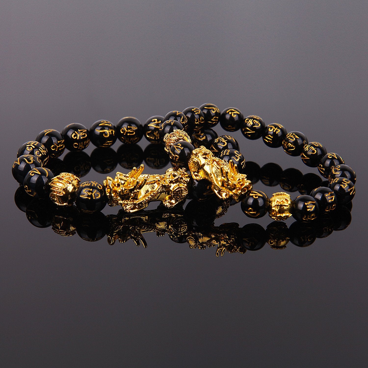 Pixiu Feng Shui Black Obsidian Bracelet (6 Designs)