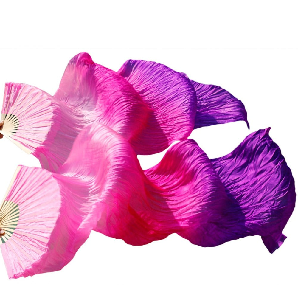 Belly Dance Veils Folding Silk Fan (17 Colors) 6 Sizes