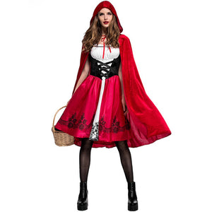 Little Red Riding Hood Adult Dress Costume Set (2 Styles) S-6XL