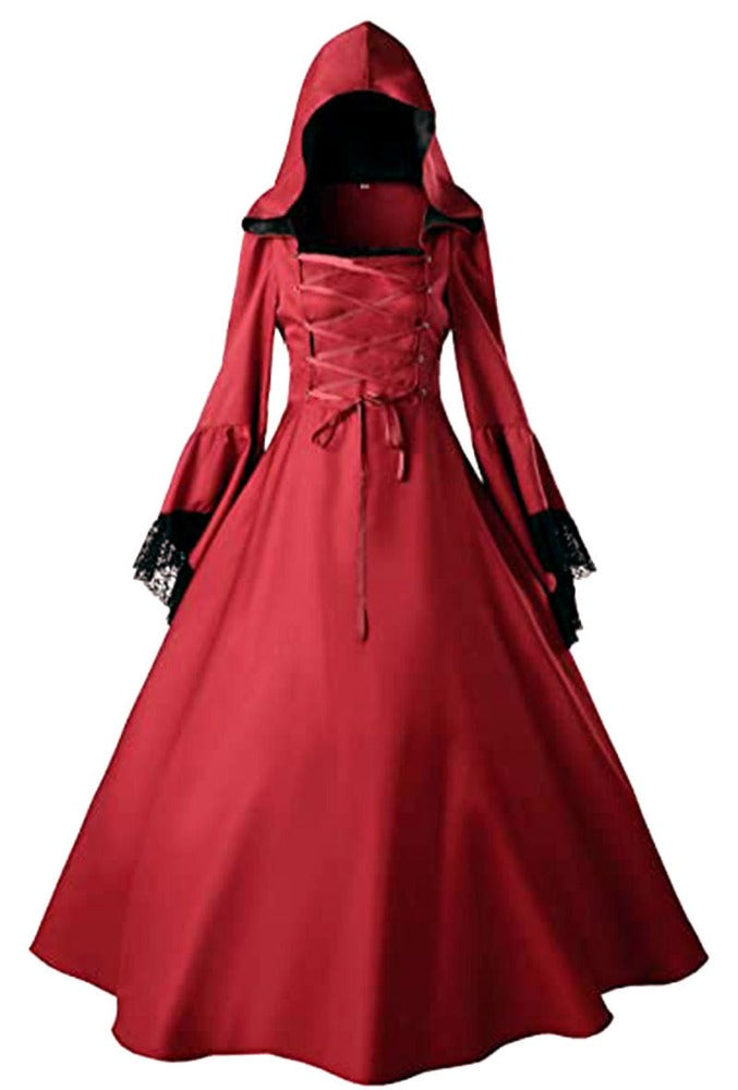 Renaissance Long Sleeve Hooded Dress (2 Colors) S-4XL