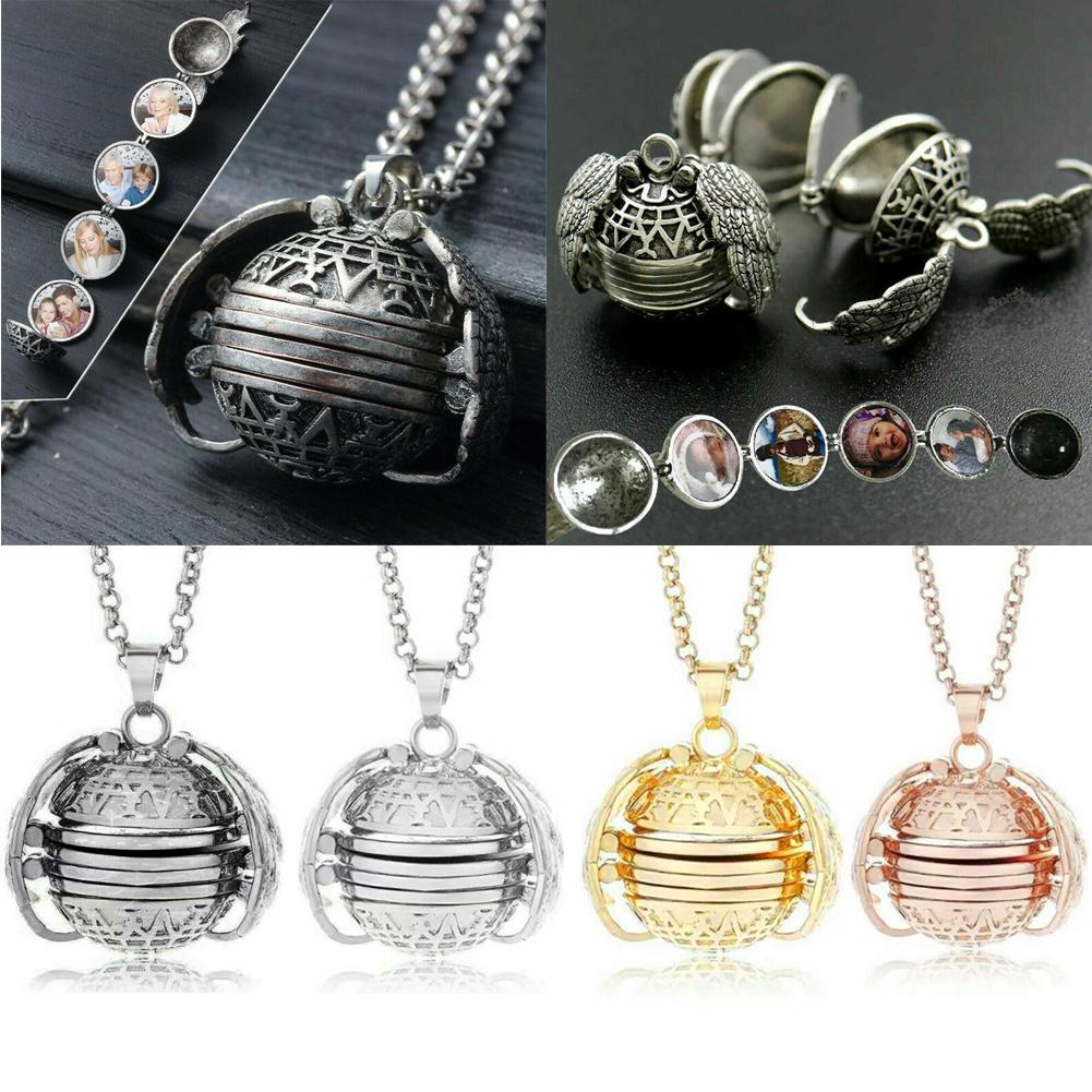Magic Expanding 4 Photo Angel Wings Locket Necklace