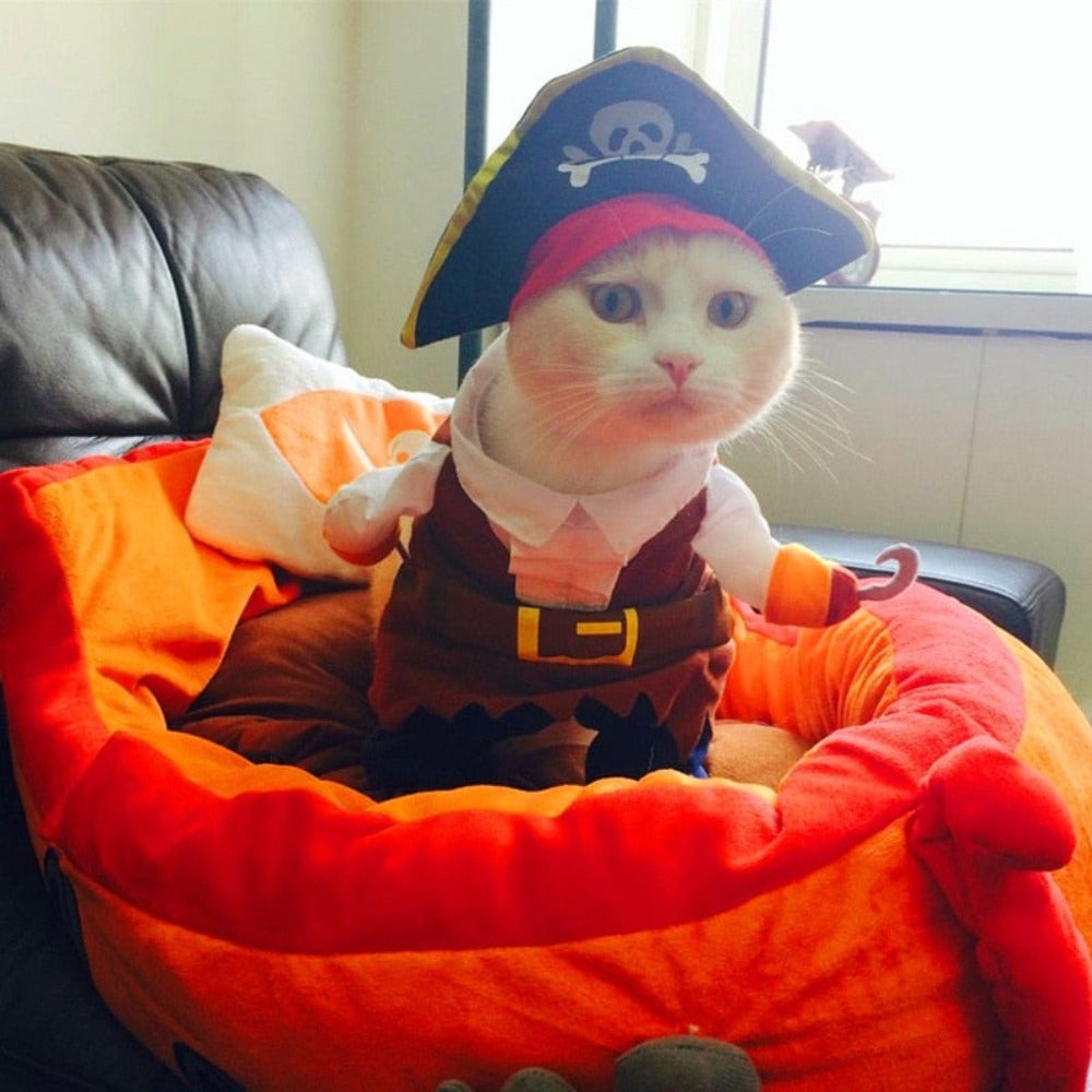 Pet Cat Pirate Suit Costume (Size S-XL)