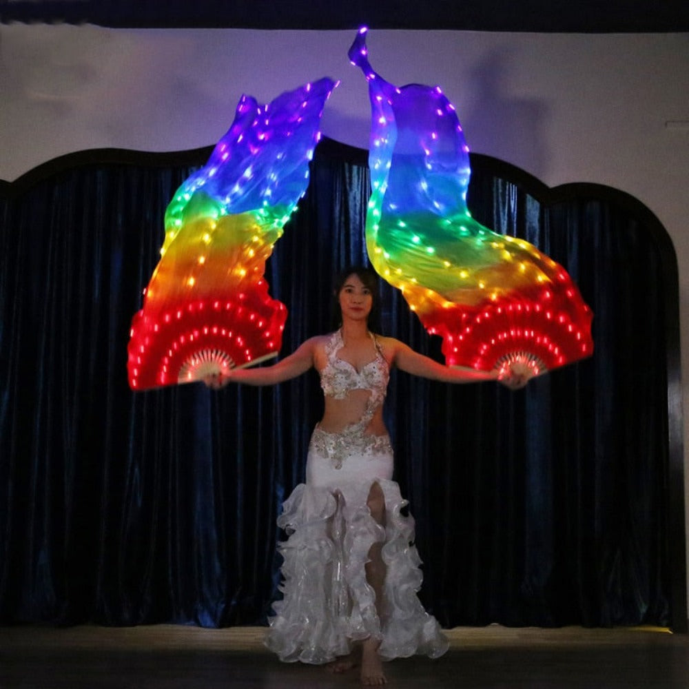 Light up silk fans
