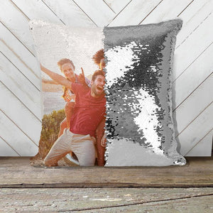 Custom Photo Sequin Pillow Case Personalized Children, Wife, Pets, Family (8 Colors)