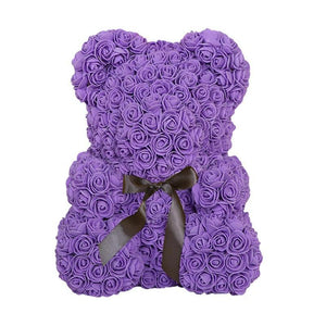Purple / Blue Enchanted Forever Rose Teddy Bear Plush