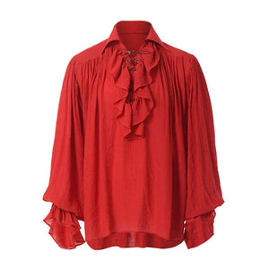 Medieval Lace Up Renaissance Long Sleeve Pirate Shirt (4 Colors) S-2XL