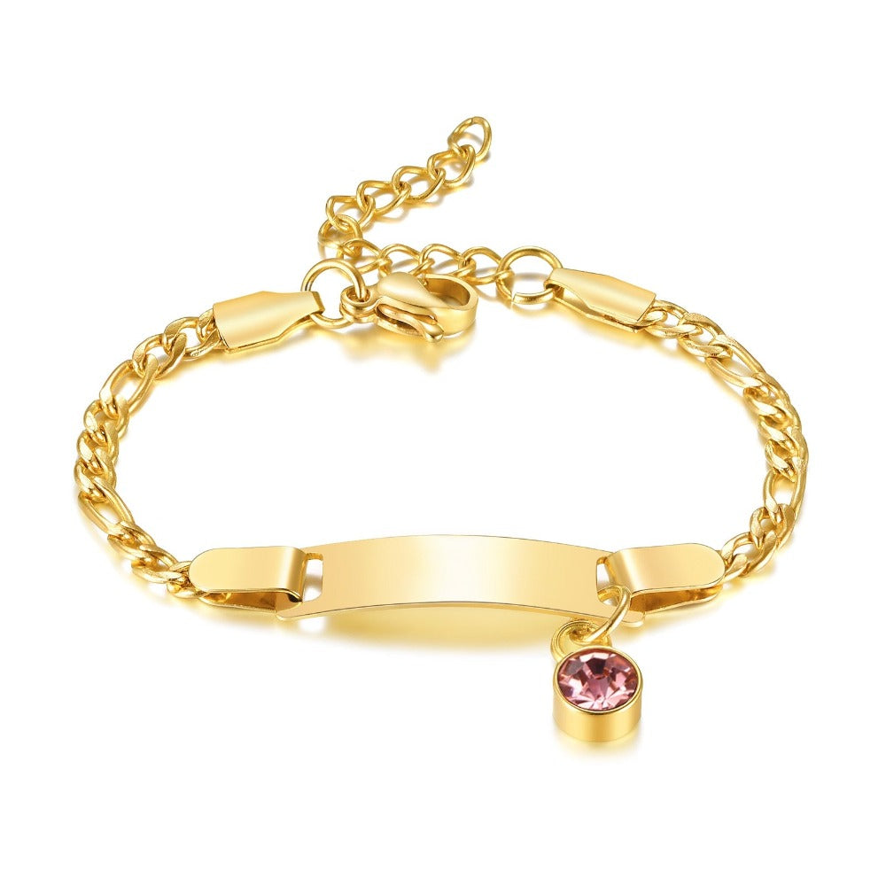 18K Gold Personalized Birthstone Baby Custom Name Bracelet (12 Style)