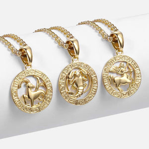 Astrology Zodiac Necklace Pendant Horoscope Constellations (12 Designs) Gold