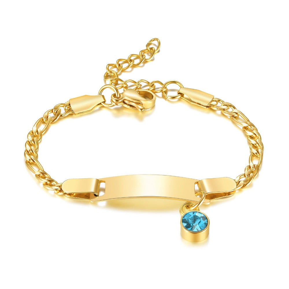 18K Gold Personalized Birthstone Baby Custom Name Bracelet (12 Style)