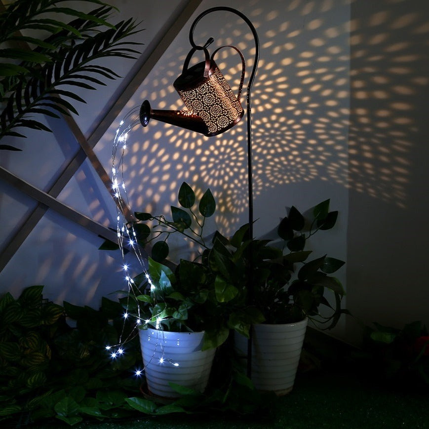 Solar Shower Watering Can Outdoor Fairy Light With Post